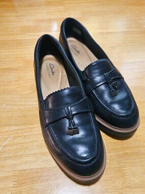 Clarks Westlynn Bella Black Leather Shoes – Size 9 Wide